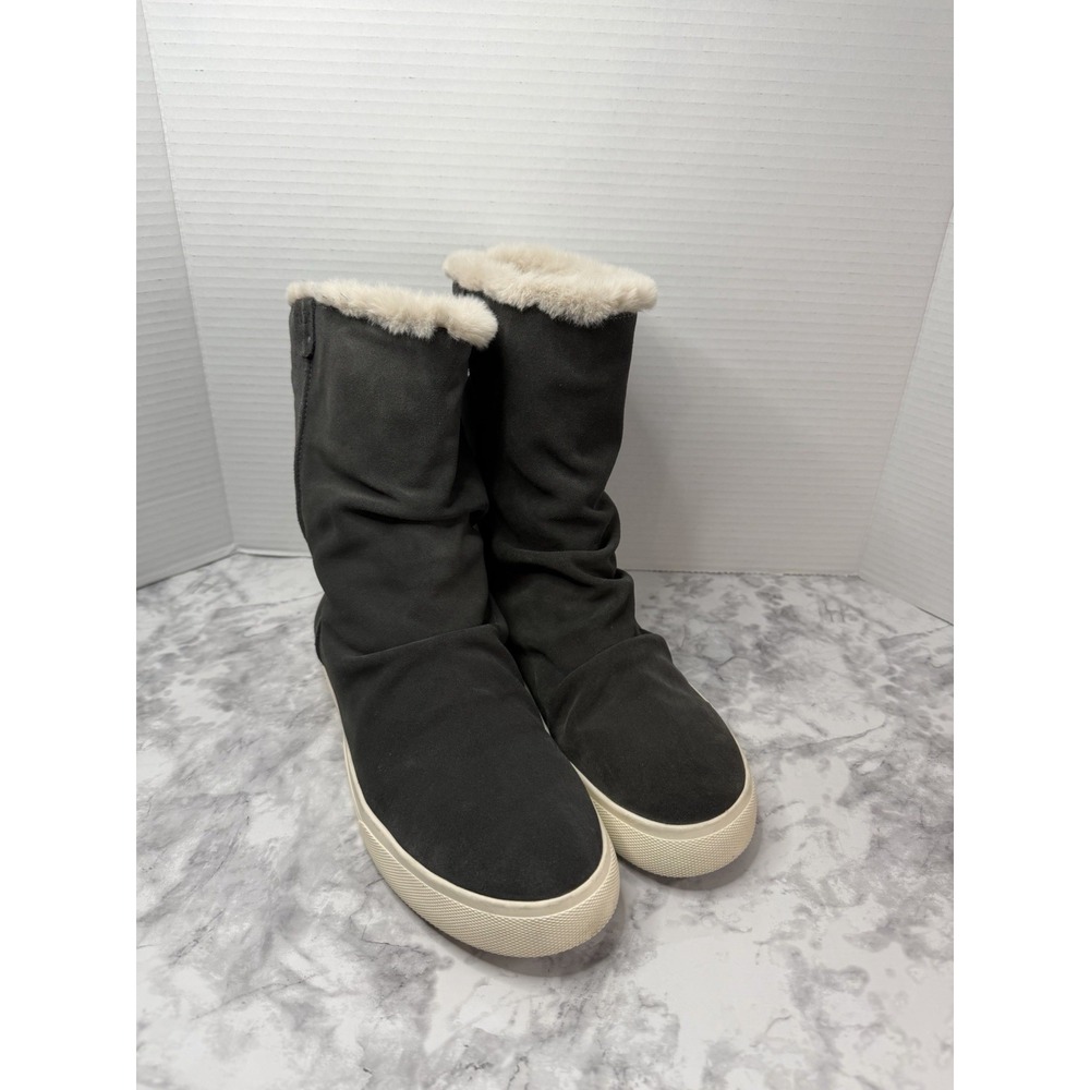Taos Cozy Chic Soft Faux Fur Size Women's 9.5 Dark Gray Suede Slouchy Boots - Picture 11 of 14